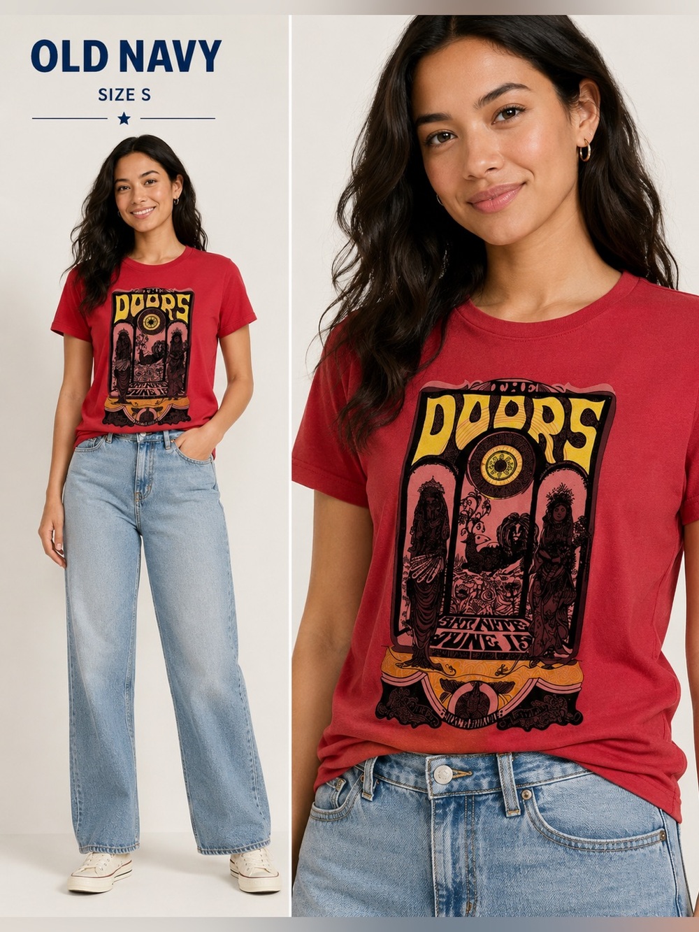 Old Navy Red Short Sleeve Tee with Graphic Design/size S